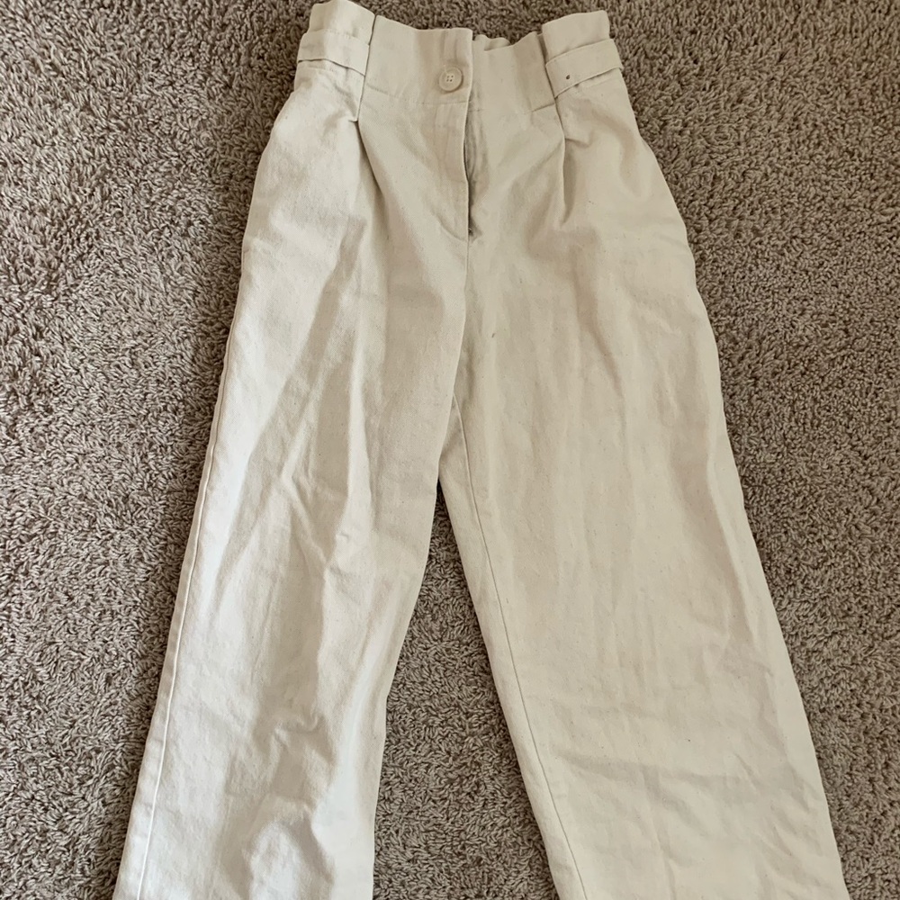 Zara kids beige wide leg linen pants (or women)